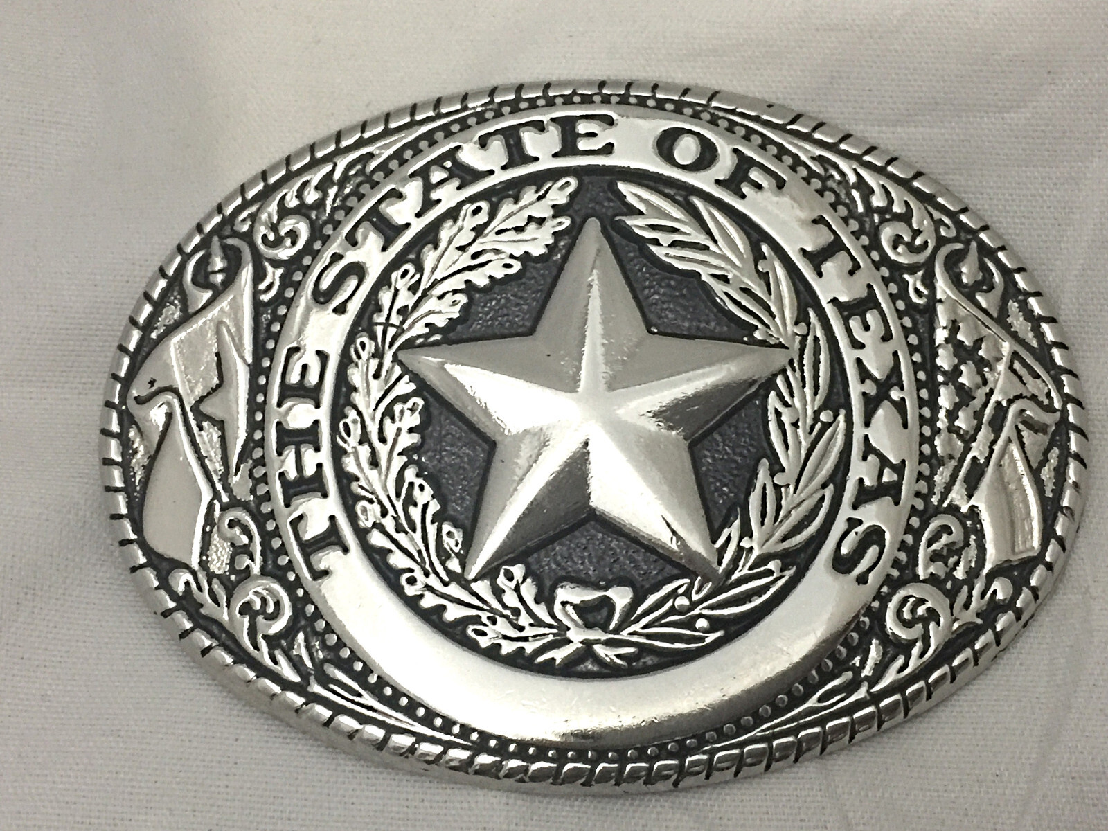 3 piece box set Great Seal of Texas Buckle Belt Buckle, Bolo & Key Ring Silver