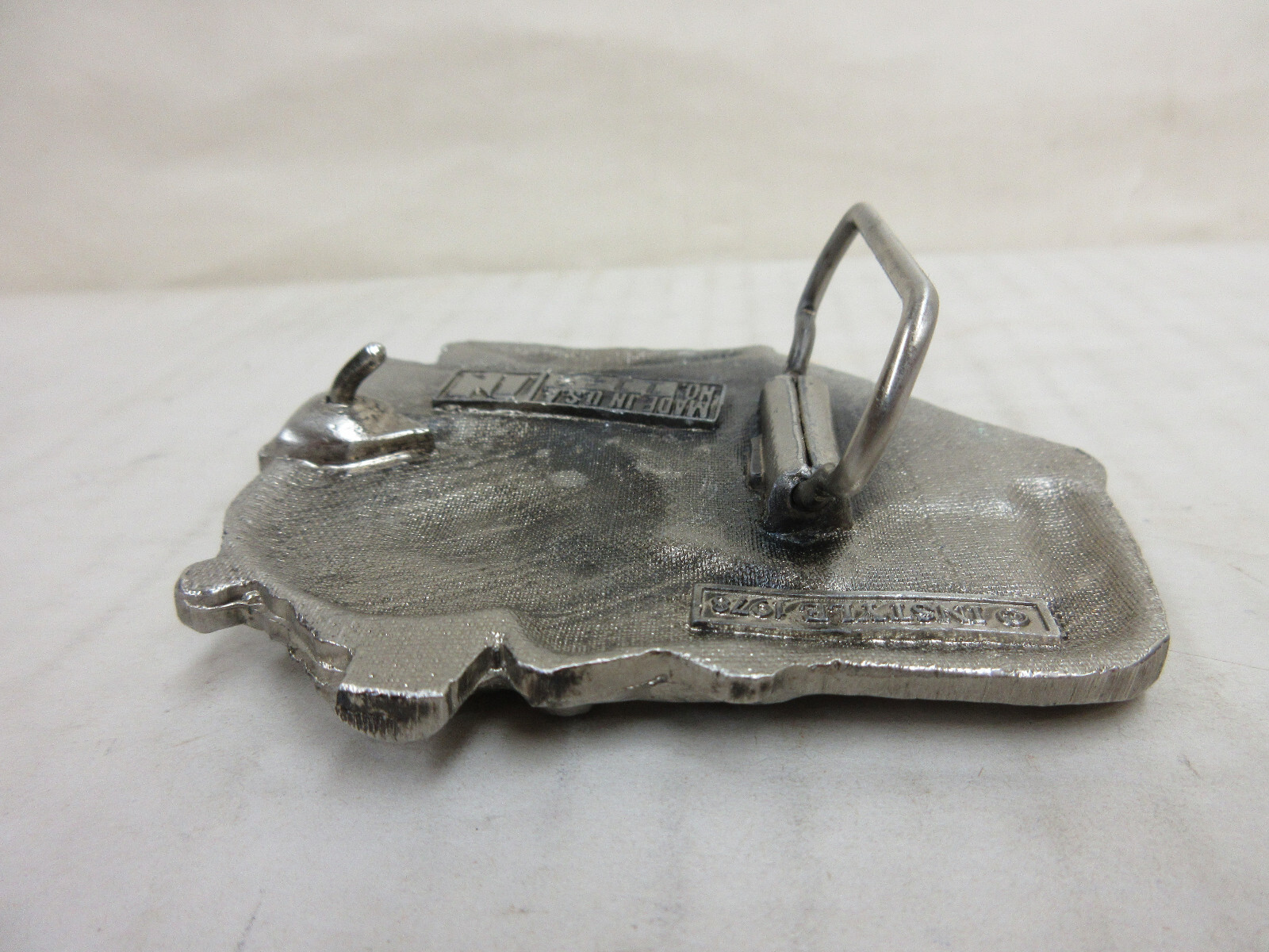 1970s InStyle Locomotive Train Belt Buckle White Metal Men&rsquo;s Fashion Accessory