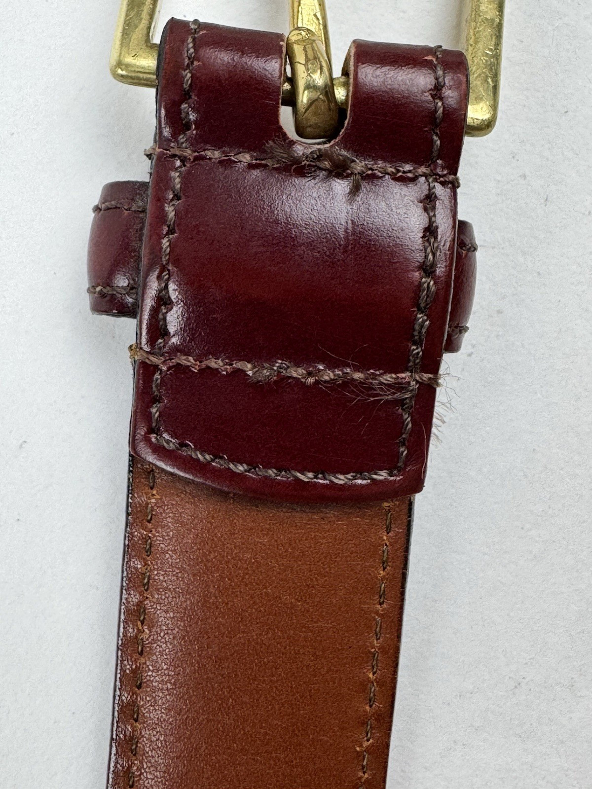 Dooney & Bourke Belt Mens Size 36 Dark Brown Calf Leather Brass Buckle 9121