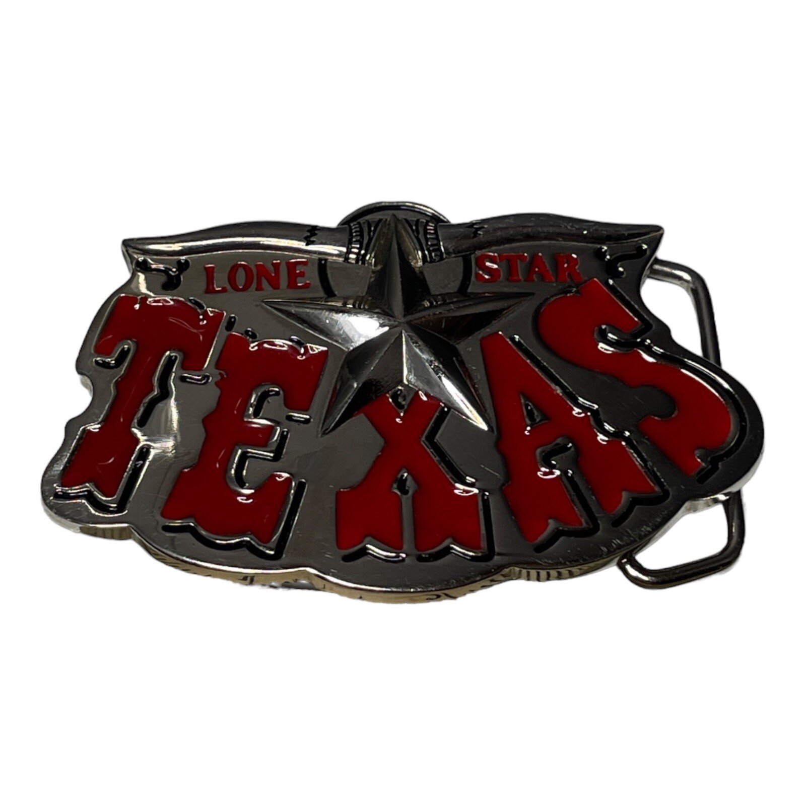 Lone Star State Texas Bull Horns Longhorn Red Letter Belt Buckle Western Country