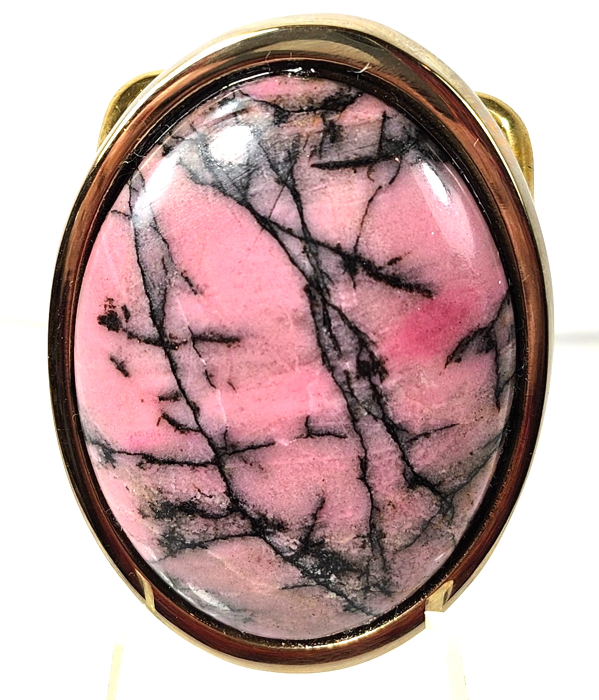 Rhodonite Brass Artisan Belt Buckle Crafted in USA 9007