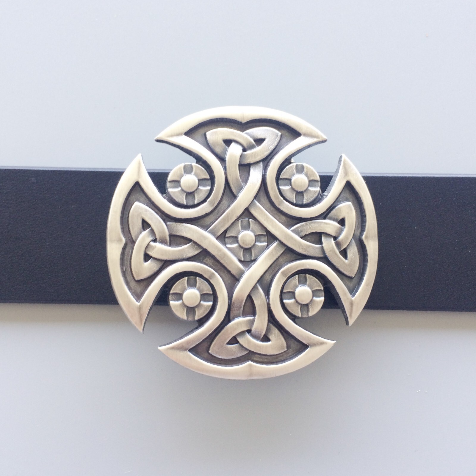 Vintage Silver Plated Celtic Knot Cross Belt Buckle