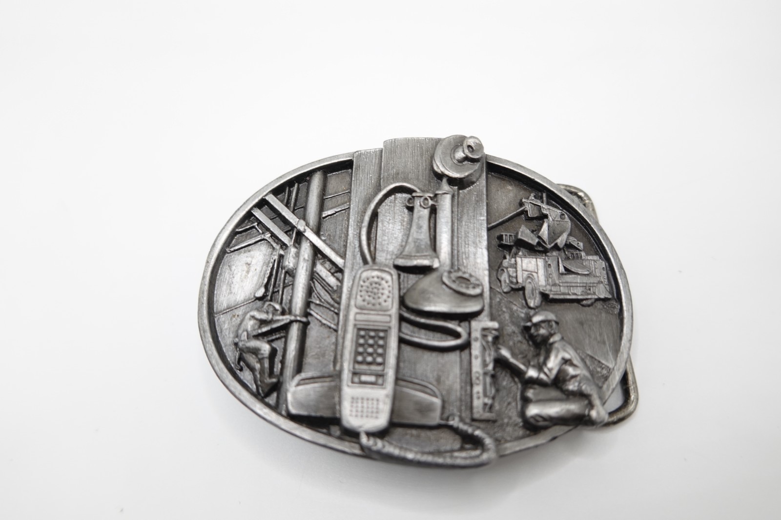 Vintage 1988 Siskiyou Telephone Lineman Heavy Duty Metal Belt Buckle USA