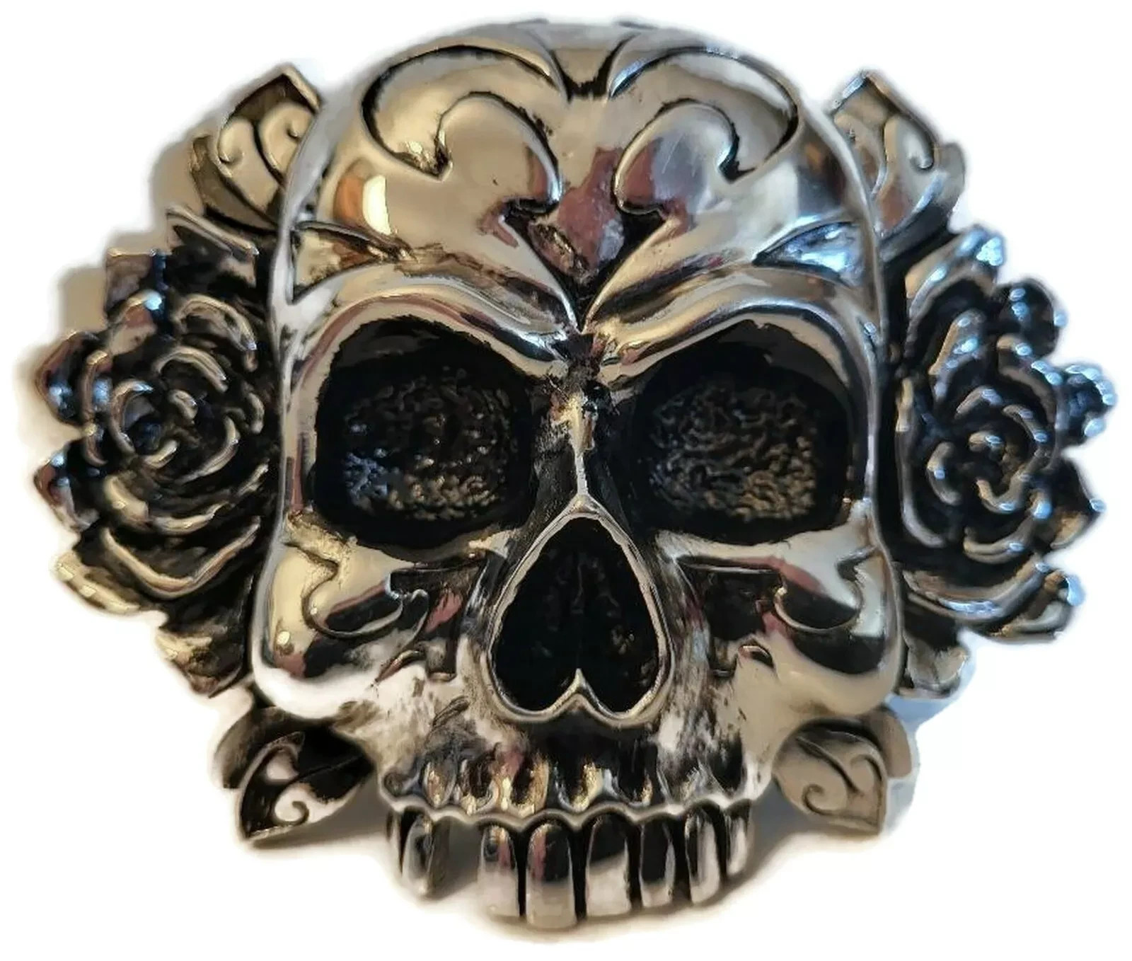 AB STEEL by AL BERES BUCKLES ONLY! #ST120 1 PIECE LARGE 1.5&Prime; TRIBAL SKULL BUCKLE