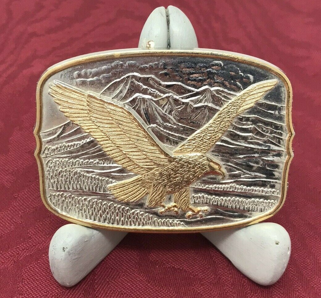International Monetary Mint American Eagle Silver Plate & Gold Belt Buckle