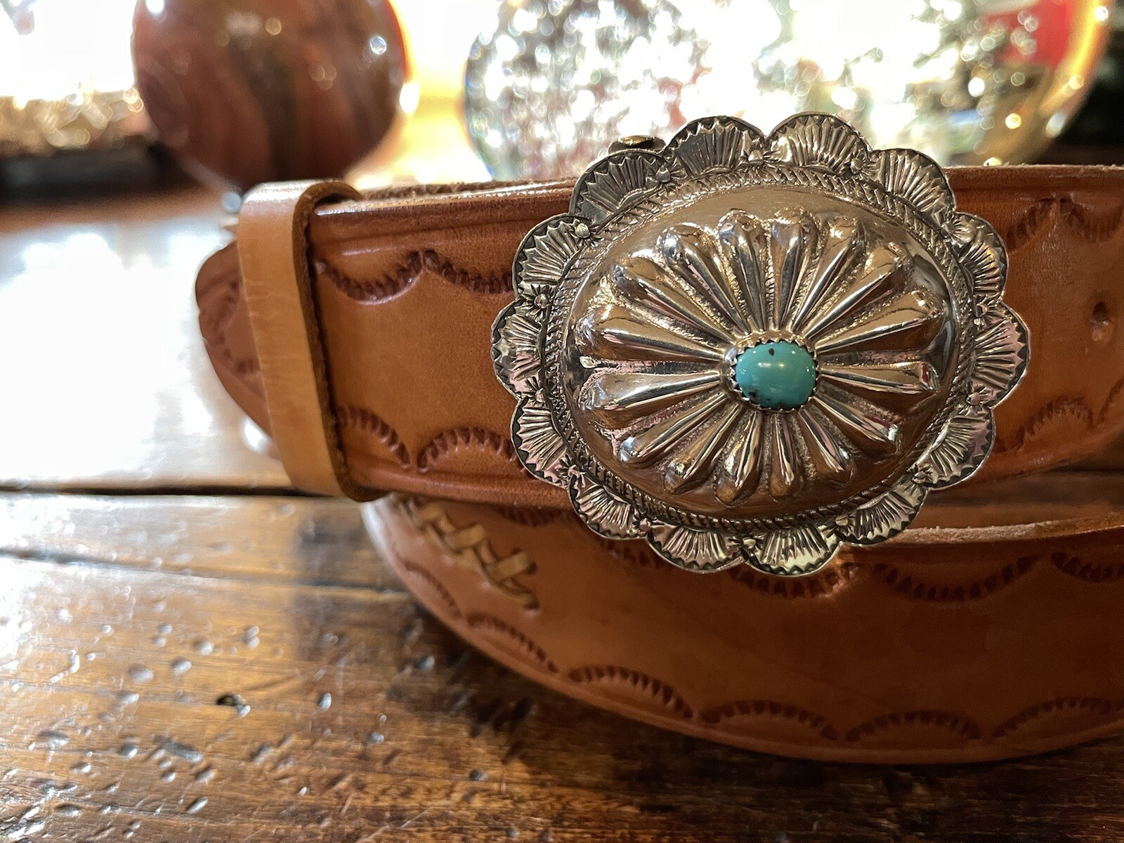 Navajo James Reid style Sterling Silver Turquoise Belt Buckle 41/43-1.5🐂✅