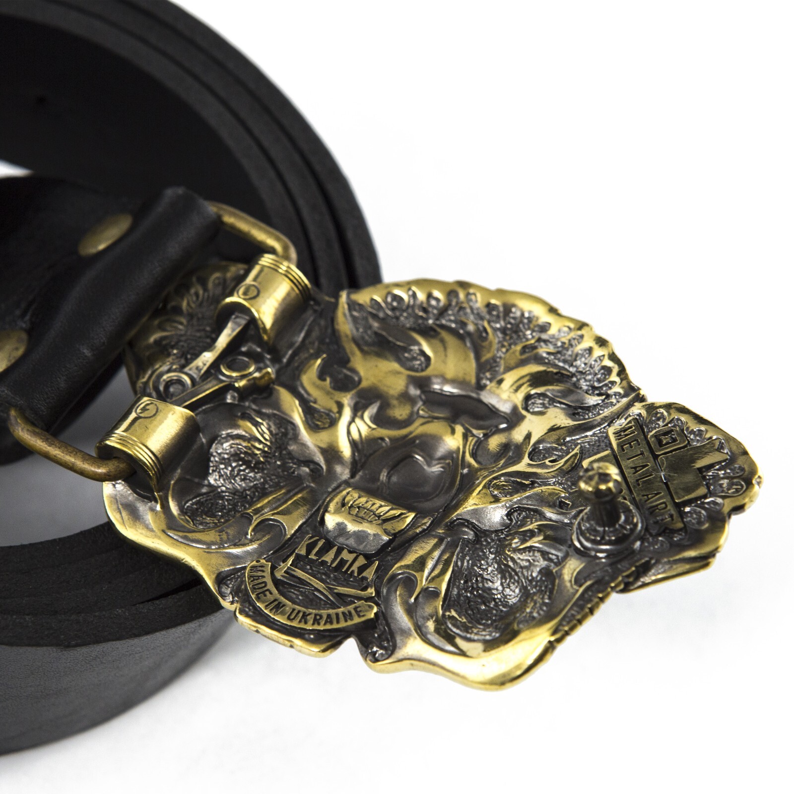 Biker belt buckle BURNING LION, Handmade biker animal lion style