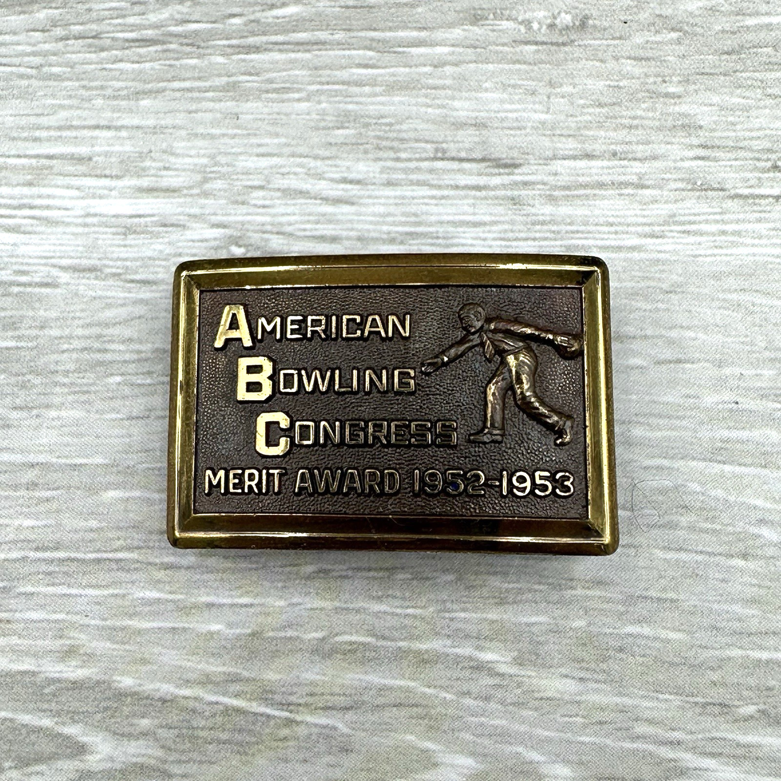 Vintage Belt Buckle American Bowling Congress Merit Award 1952-1953 287 Pins