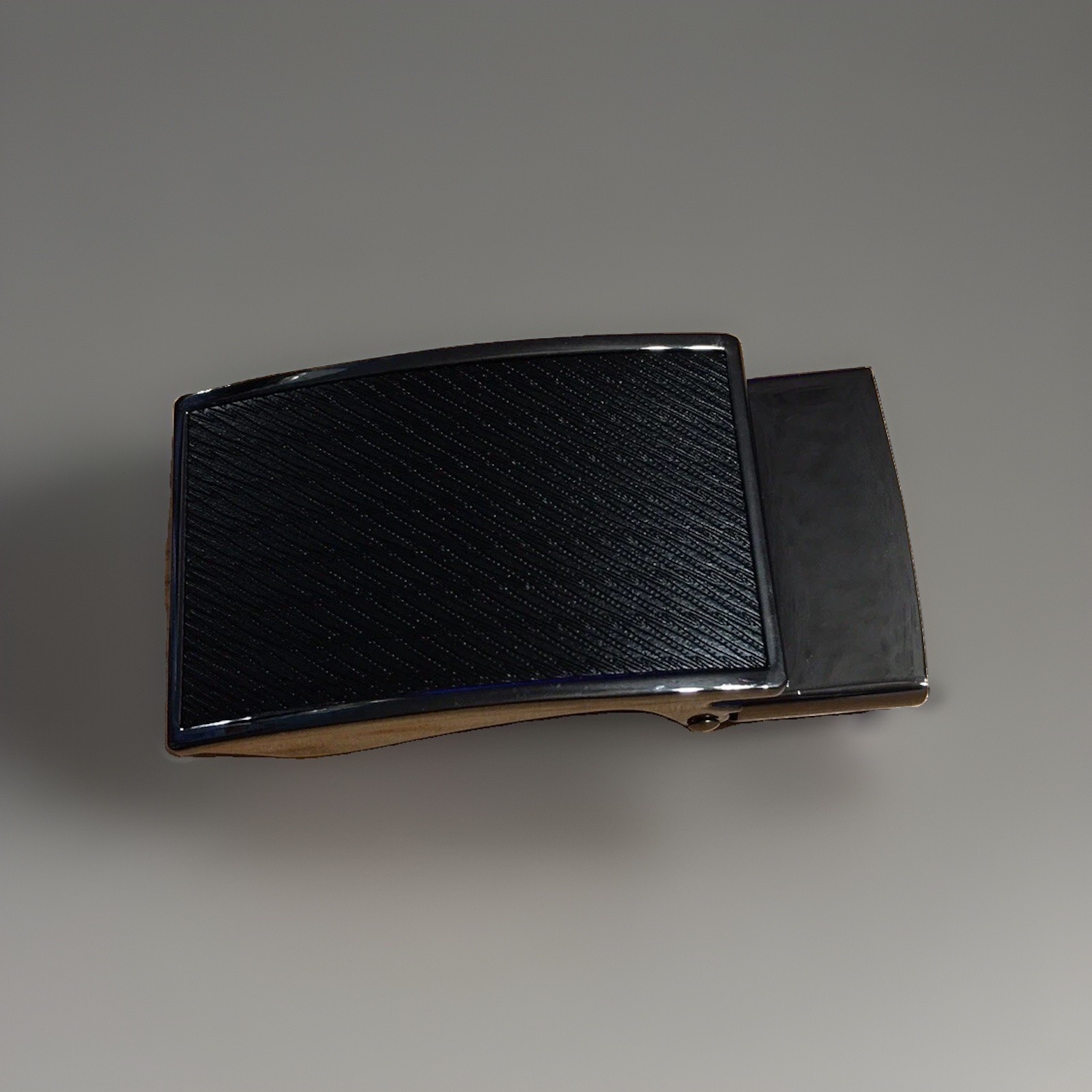 Mens Black Belt Buckle Ratchet Fashion Slide Metal NOS