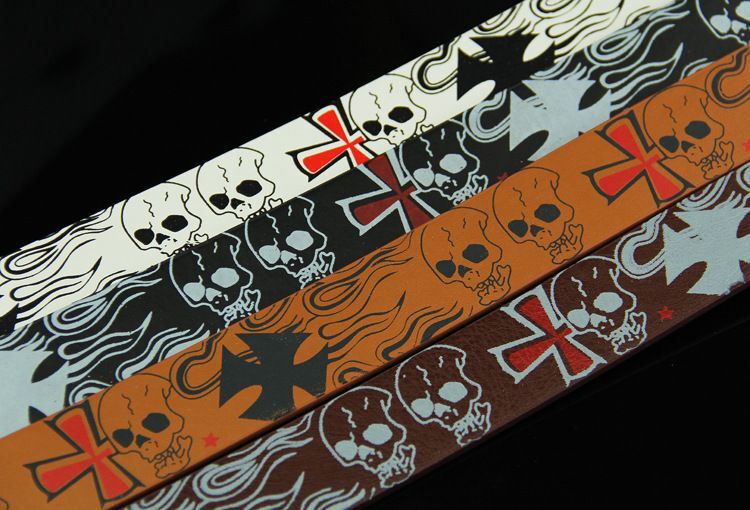 Skull Buckle Belt-Skeleton Pattern Pin Belts Punk Style Fashion Casual Waistband