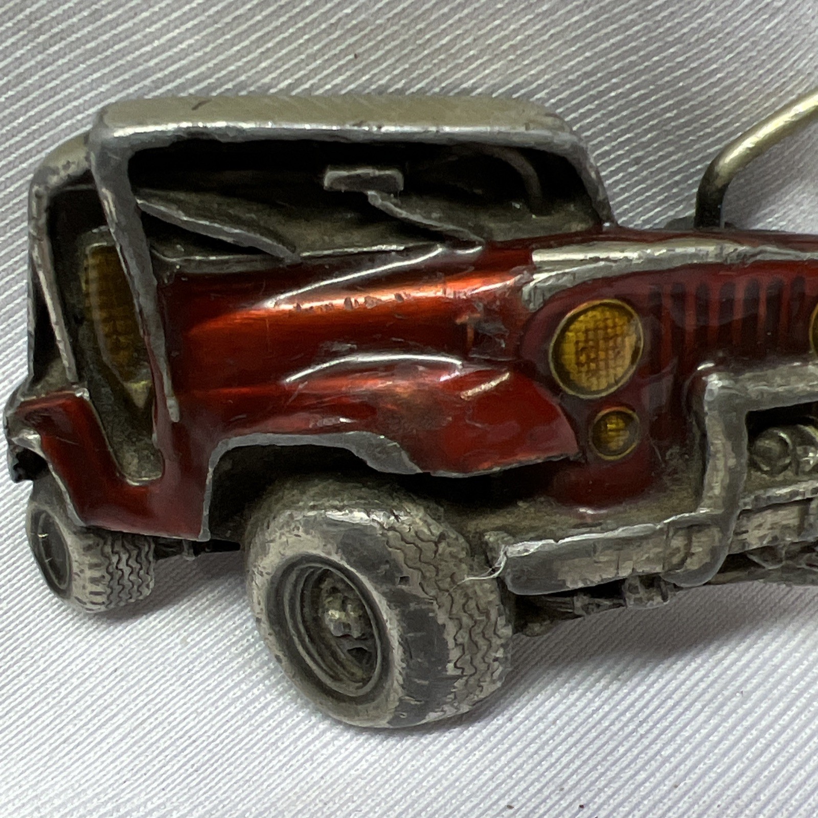 Vintage JEEP Bergamot Brass Works Men’s 3-D Folk Art Belt Buckle 1978 Painted A9