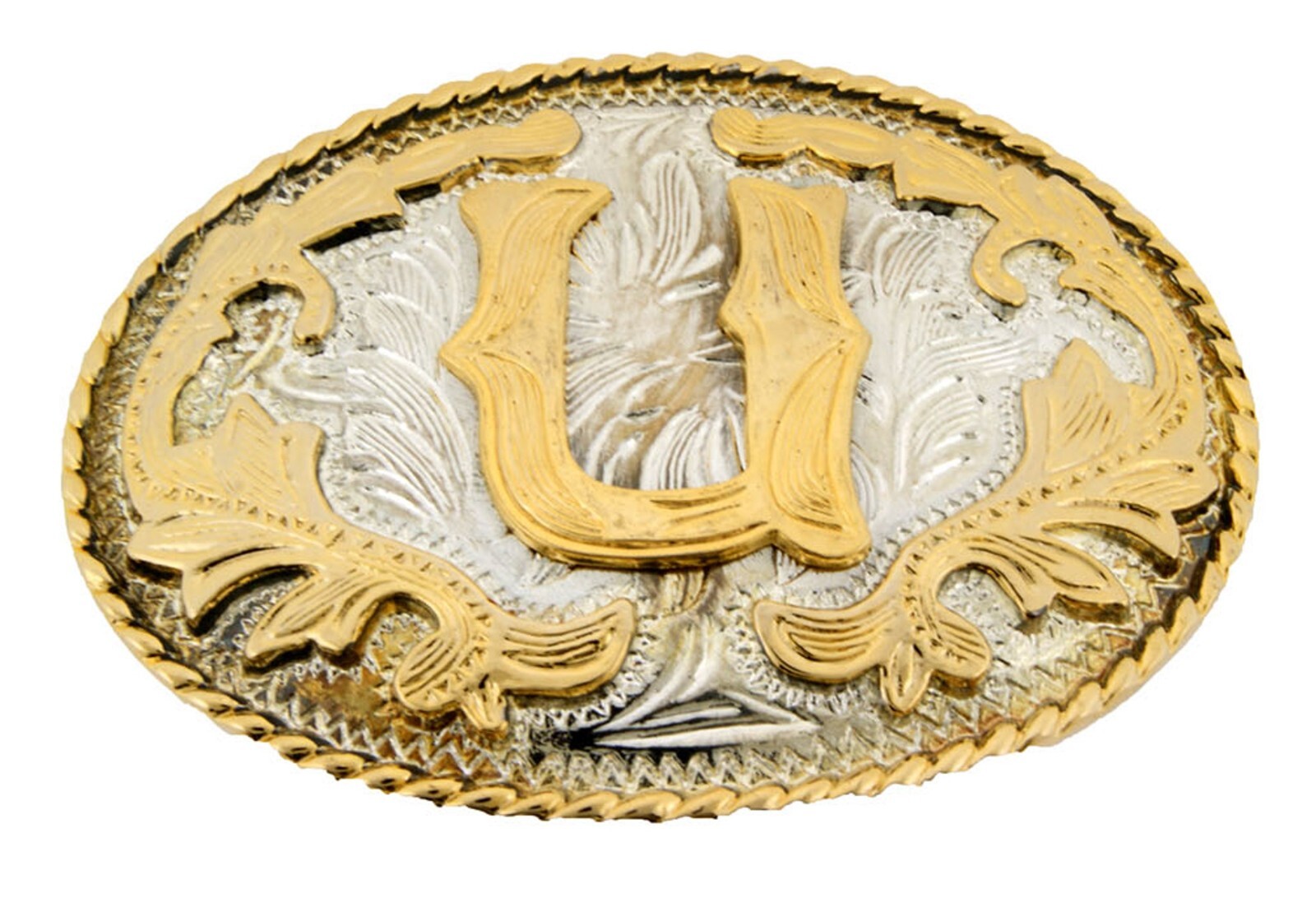 INITIAL u LETTER U MEN WOMEN RODEO REALLY COWBOY STYLE GOLD METAL BELT BUCKLE