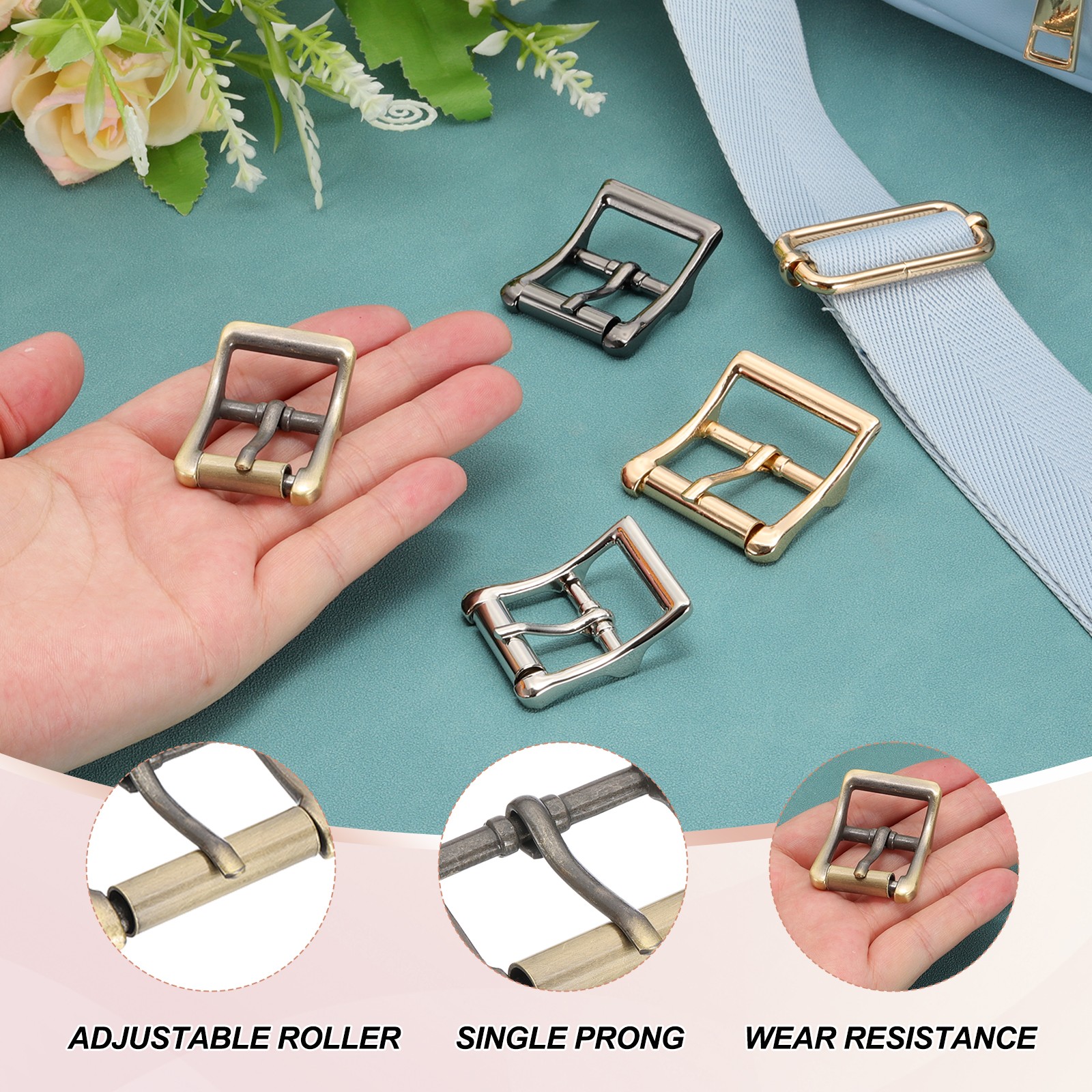 1.6&Prime;x1.3&Prime; Rectangle Shape Single Prong Belt Buckle (Bronze, Pack of 10)
