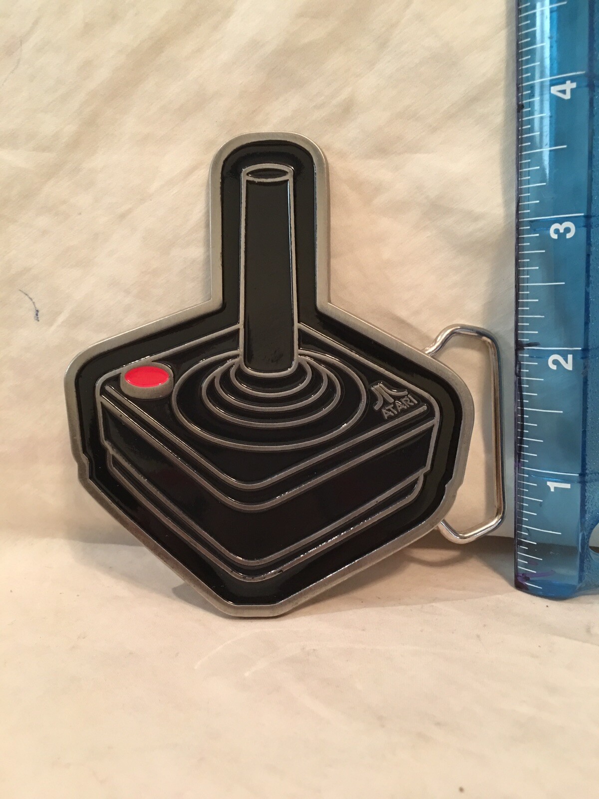 Atari 2600 Joy Stick Controller Official Belt Buckle Black & Silver Looking