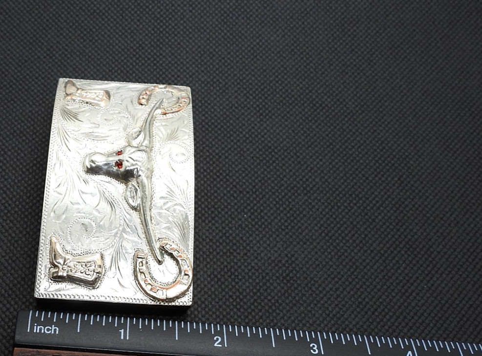 Vintage Taxco Mexican 925 Sterling Silver Cowboy Western Belt Buckle Eagle 50