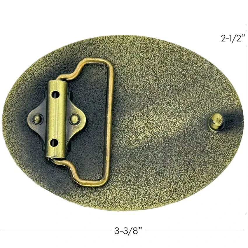 Belt Buckle, Western Buck Deer Hunter Hunting Bronze Metal