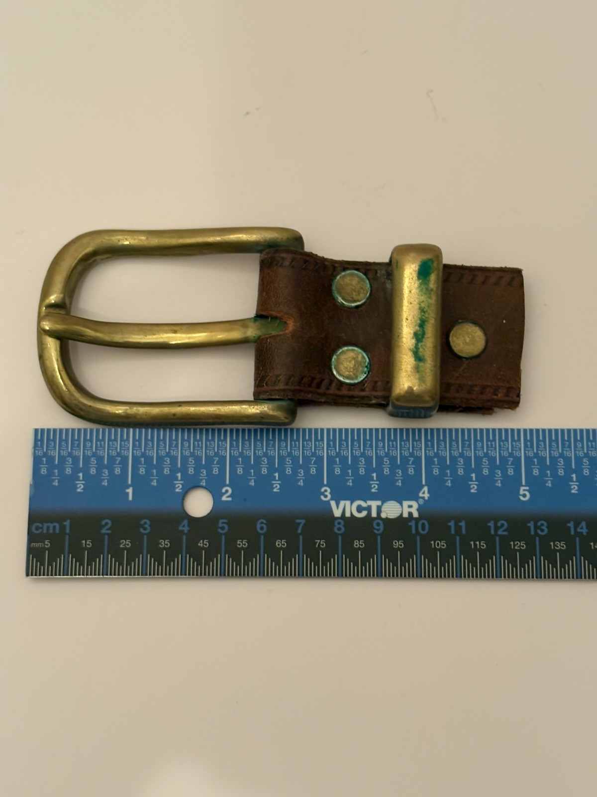 2 Vintage Brass Square & Oval Center Bar Pin Buckle for Belt Strap