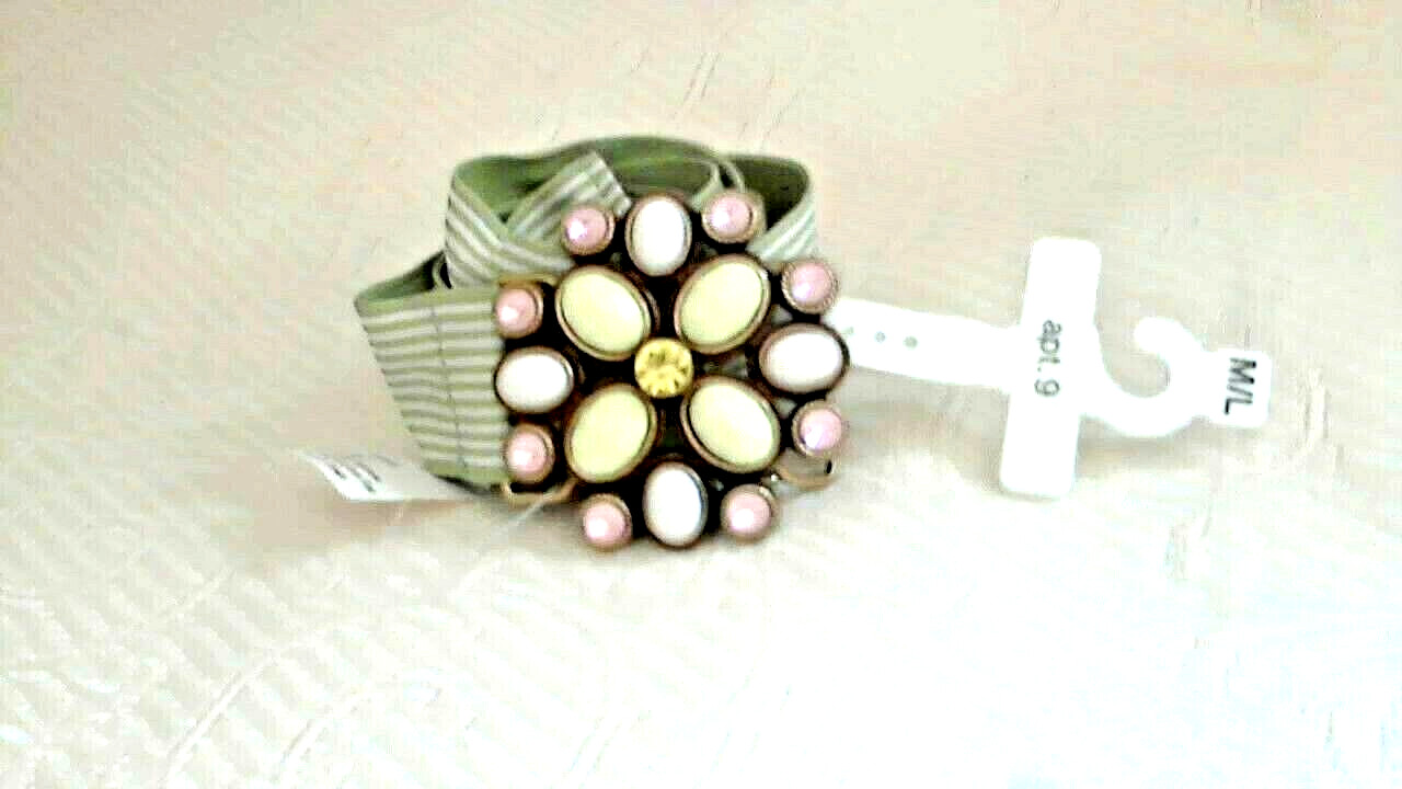 Fabric Multi Color Buckle Belt 46&Prime; End To End 1.5&Prime; Wide Double Loop NEW Adjusts