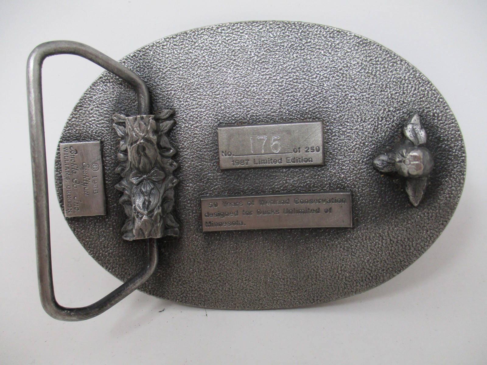 Vintage Ducks Unlimited Belt Buckle Mens Siskiyou Silver 50 Years Minnesota 1987