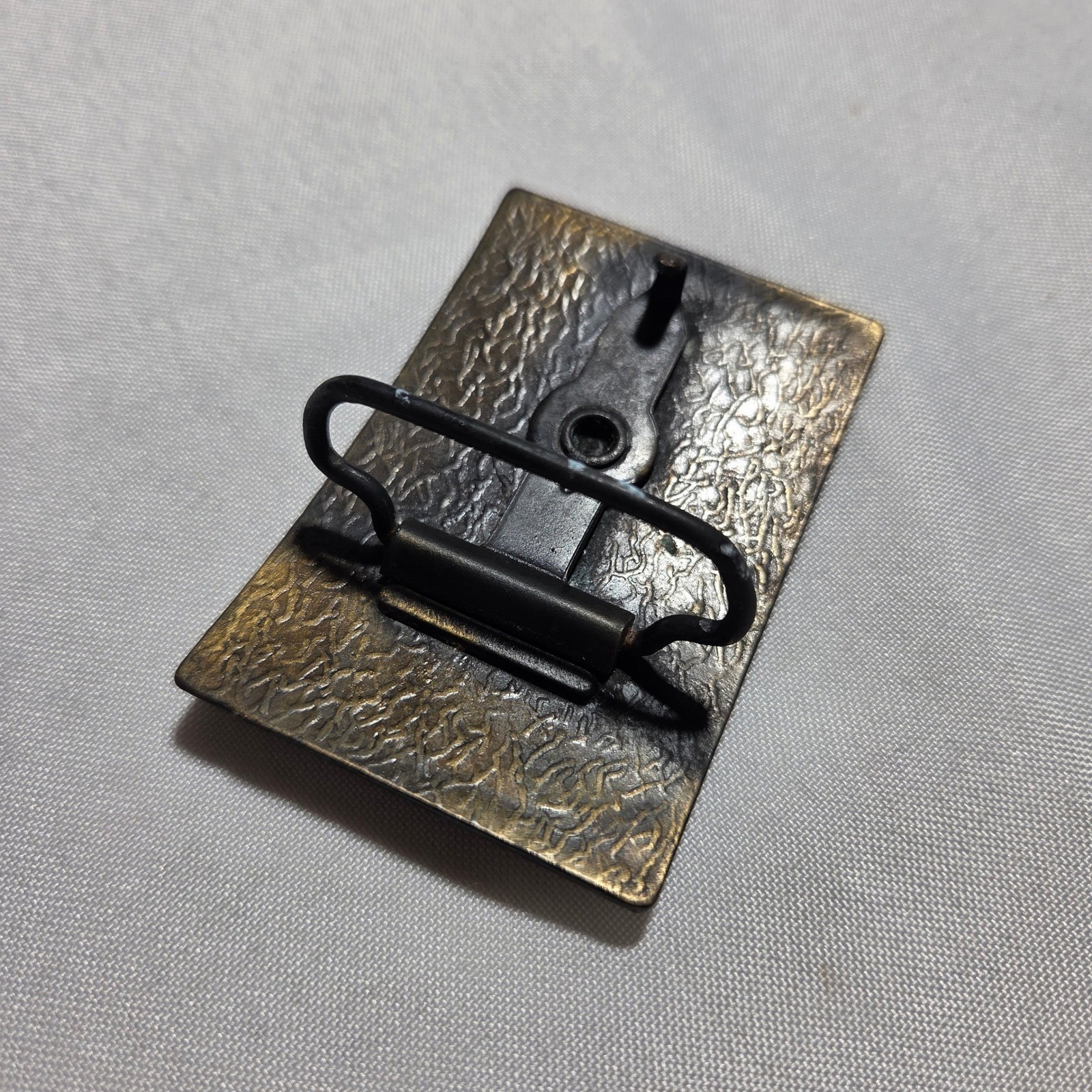 Vintage Lee Jeans Belt Buckle Brass Tone Raised Logo Rectangle Western Workwear