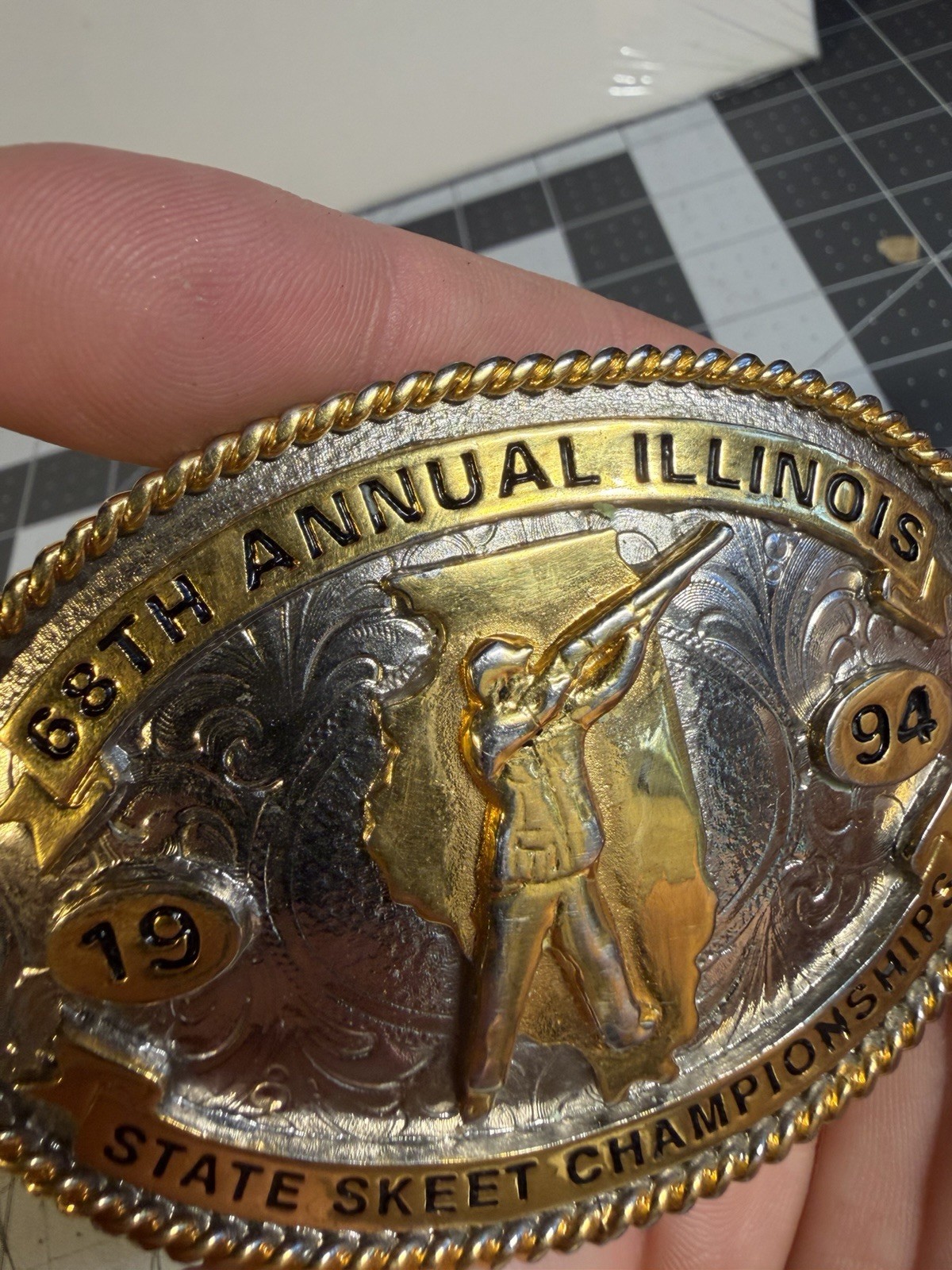 Vintage 1994 68th Annual Illinois State Skeet Championships Belt Buckle