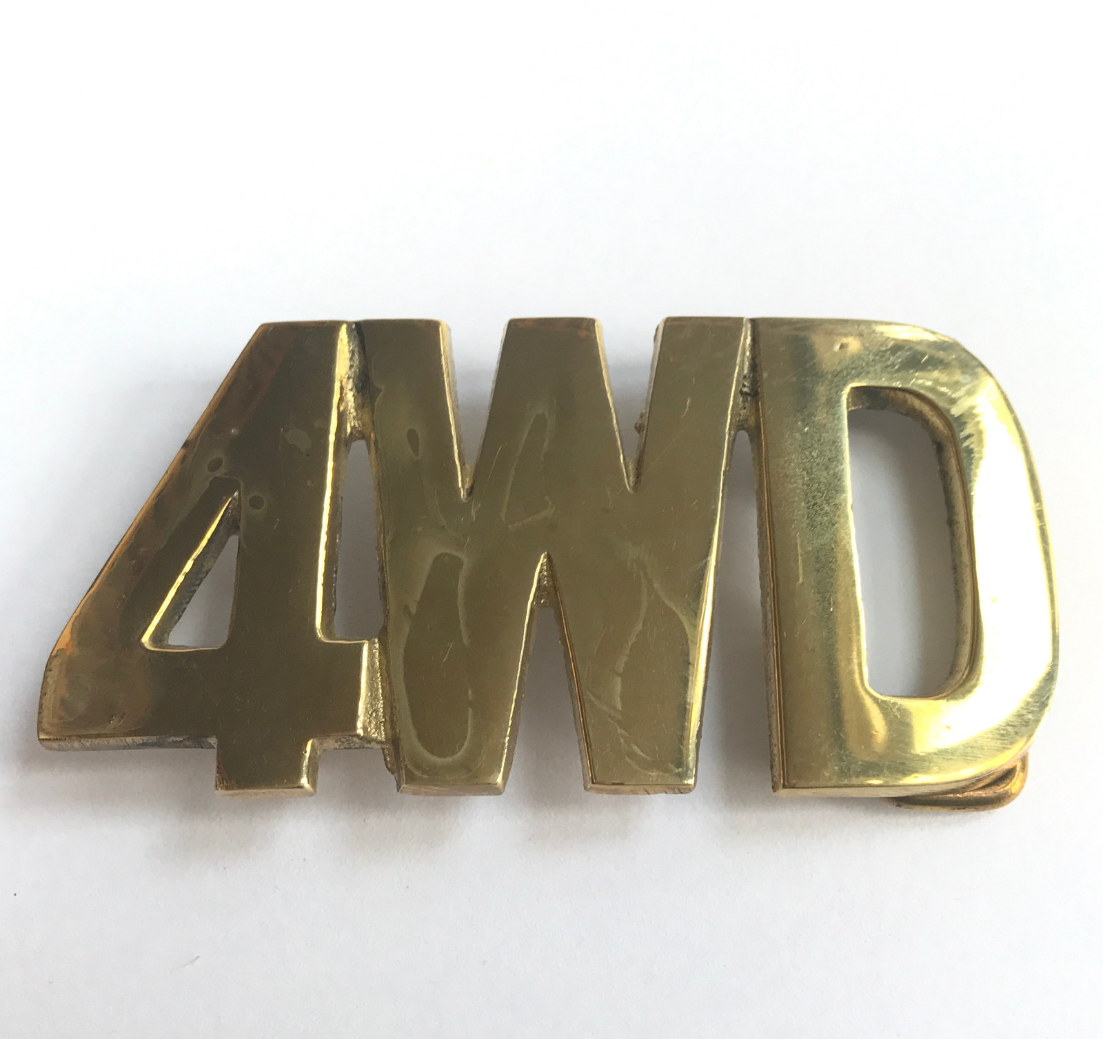 e273 Vintage Original Solid Brass 4WD Belt Buckle