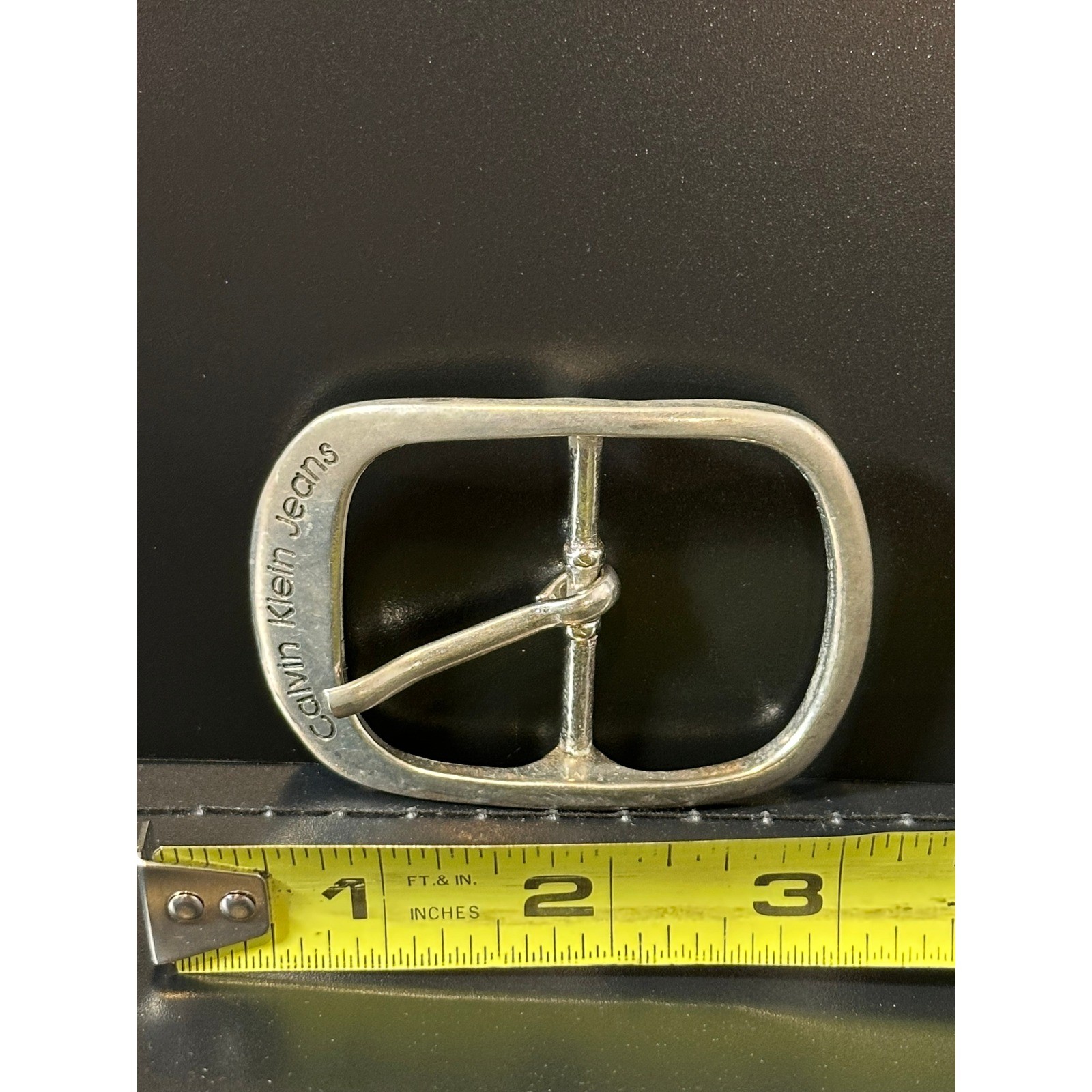 Calvin Klein Jeans Silver Tone Rectangular Belt Buckle Replacement Engraved Logo