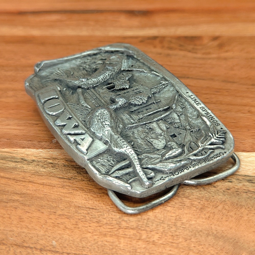 Western Rectangular Siskiyou Iowa State Scenery Cowboy Belt Buckle