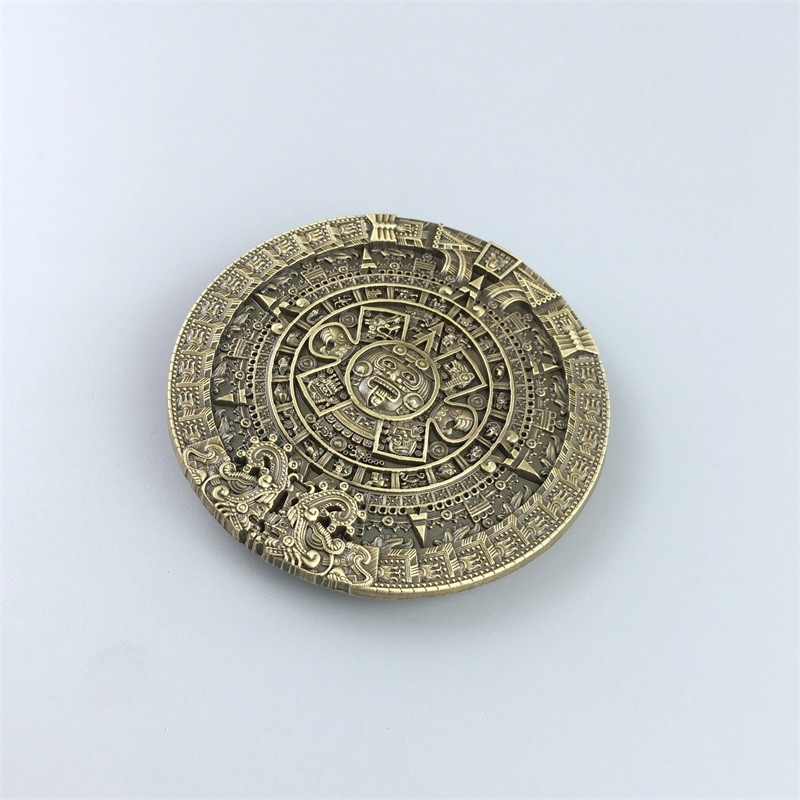 Vintage Bronze Plated Aztec Calendar Belt Buckle also Stock in the US