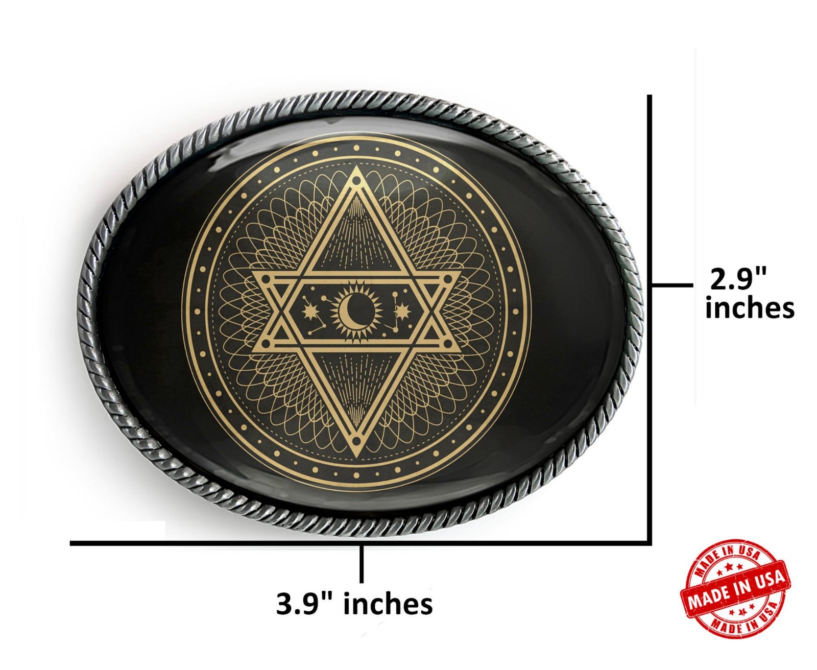 Tarot Pentagram Belt Buckle – Moon Sun and Stars Magic Symbol Buckle – 614-SO