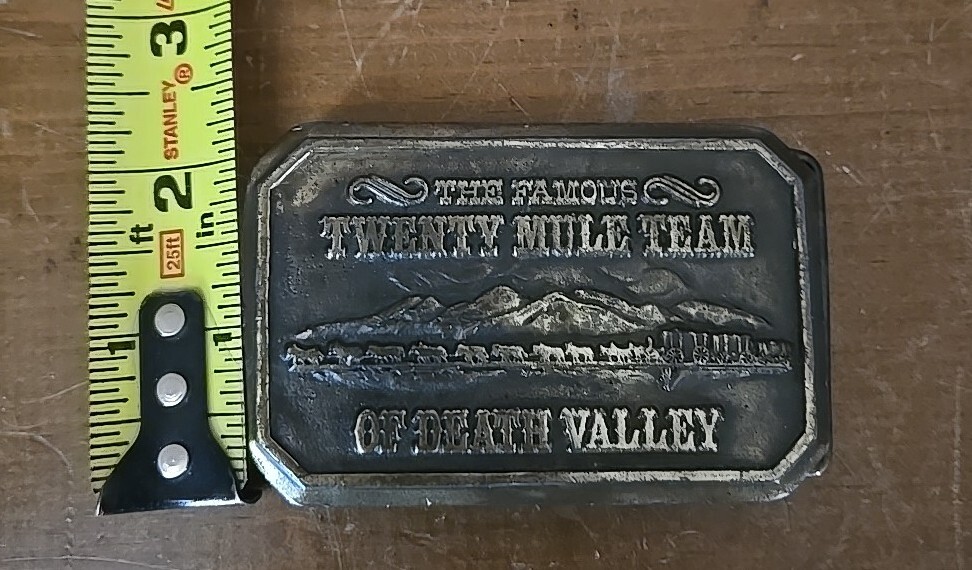 US Borax 1985 The Famous Twenty Mule Team of Death Valley Mining Belt Buckle