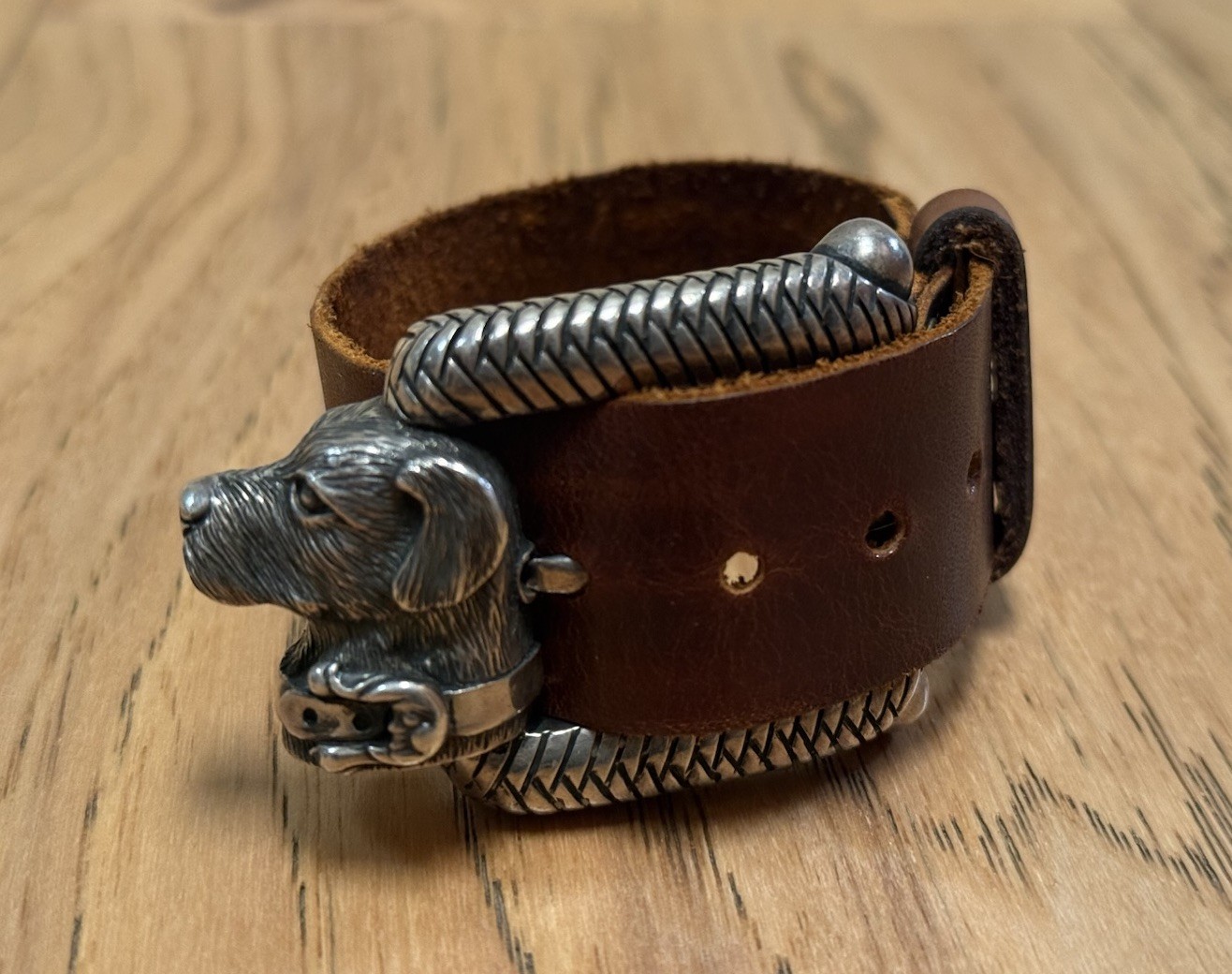 Vintage Barry Kieselstein Cord Sterling Silver Labrador Dog Belt Buckle Bracelet