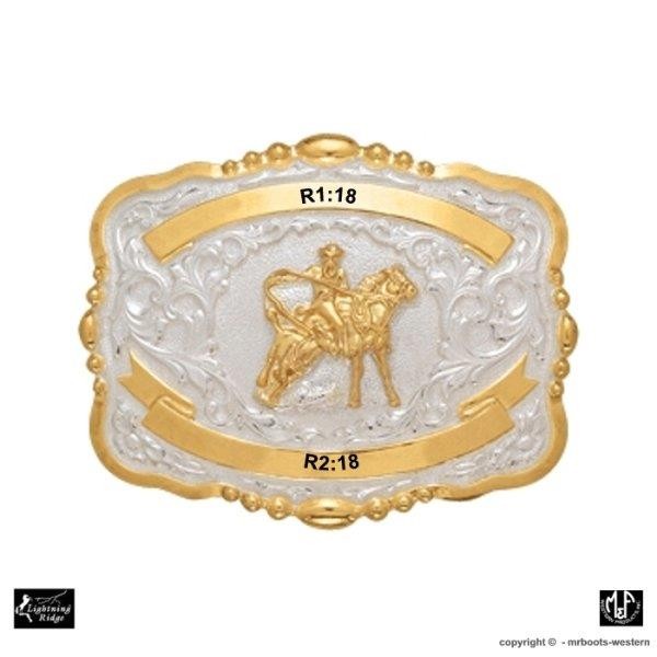 Lightning Ridge Western Belt Buckle Trophy Buckle Calf Roper 2 Ribbons 38406
