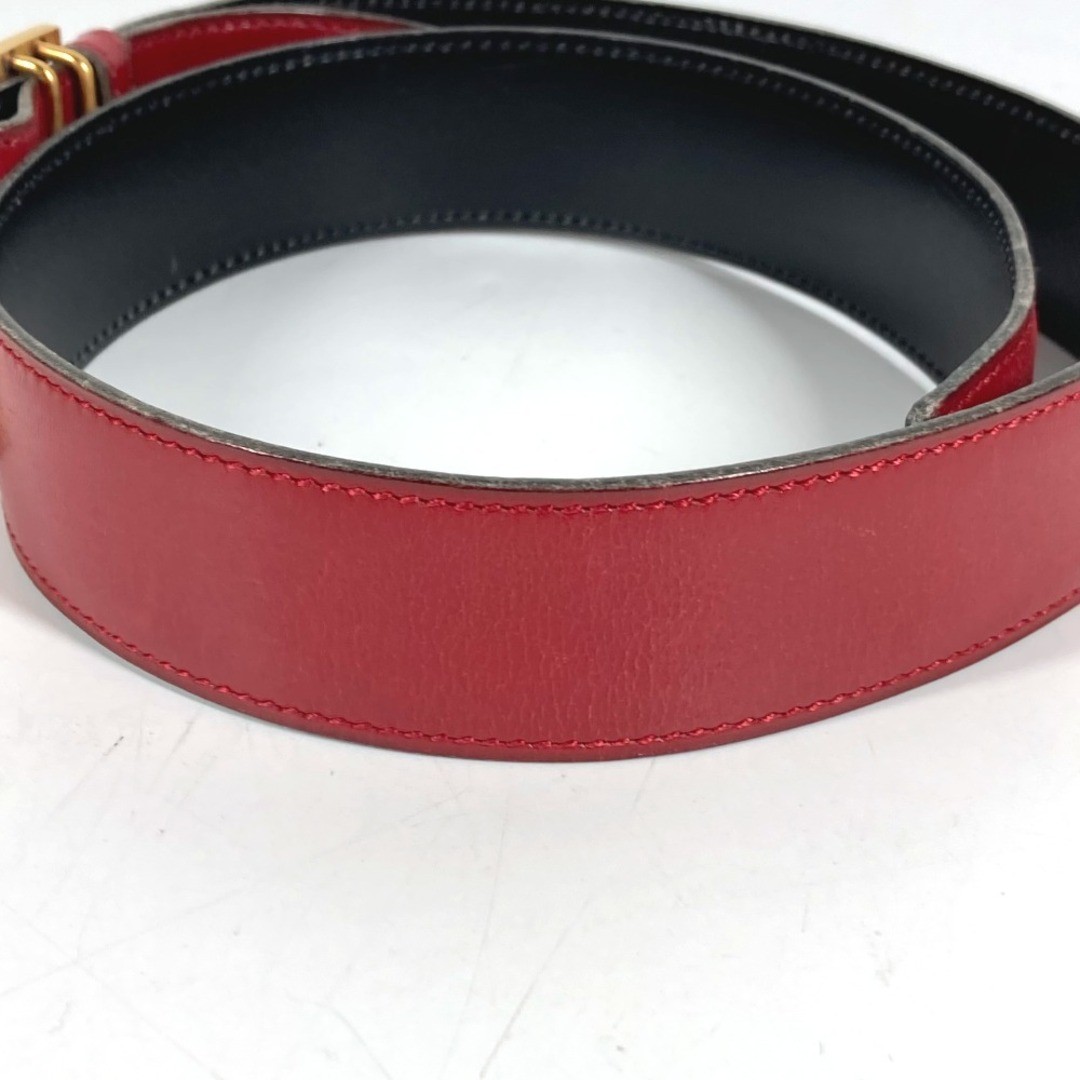Hermes H Belt Vintage Buckle Leather G Engraved Red Black