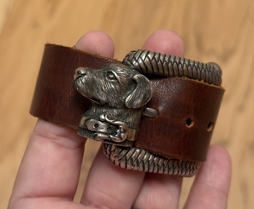 Vintage Barry Kieselstein Cord Sterling Silver Labrador Dog Belt Buckle Bracelet