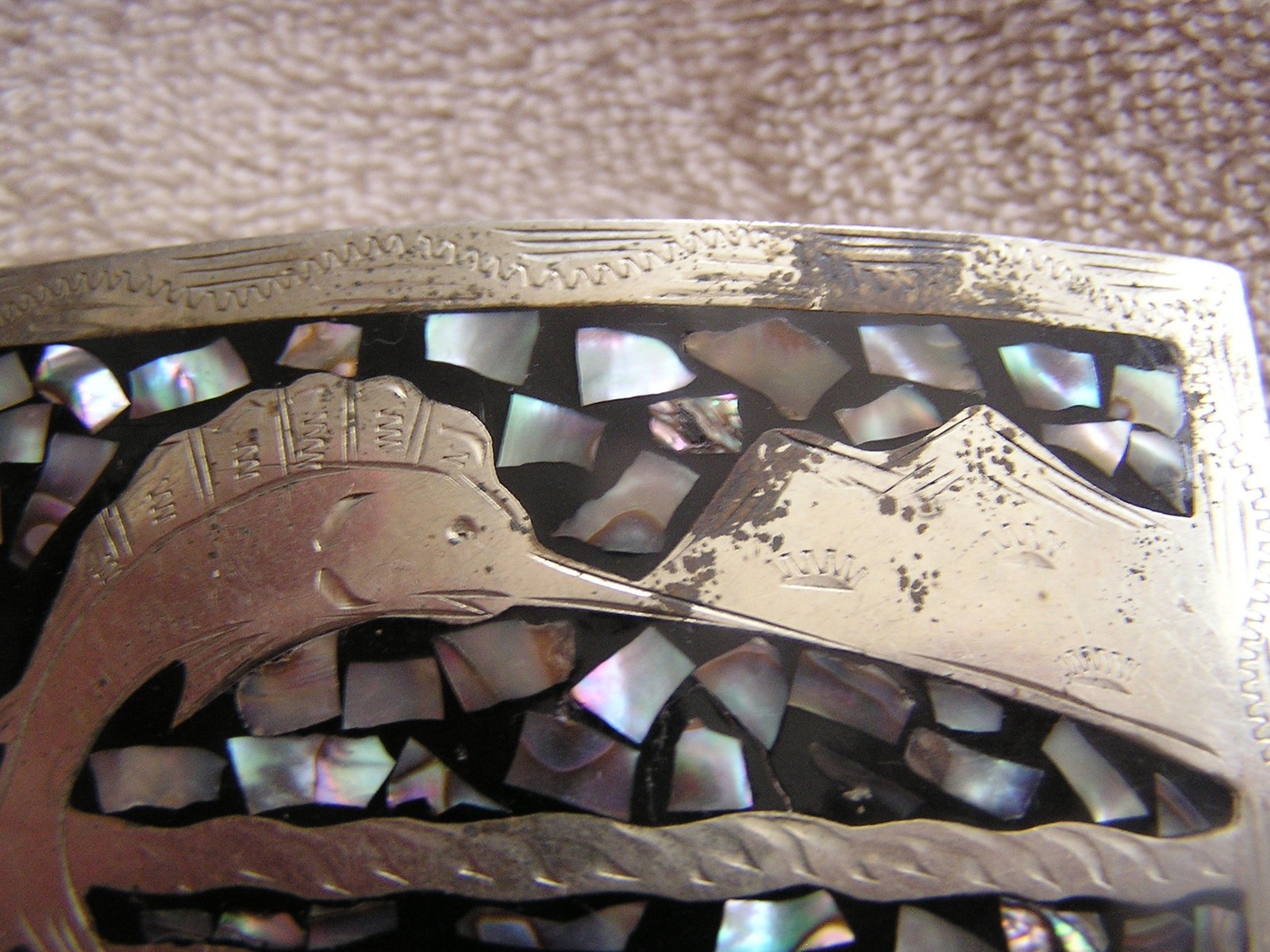 Vintage Alpaca Mexico Inlay Belt Buckle