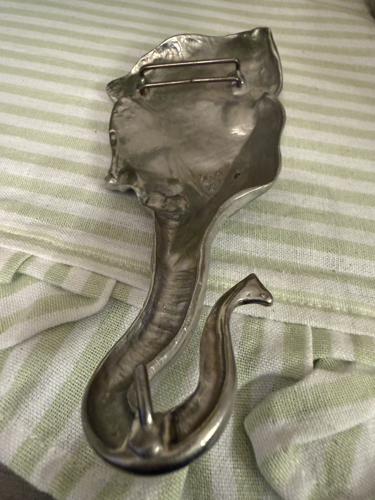 Christopher Ross 1980 Pewter Elephant Head Belt Buckle Silver Tone Animal Art