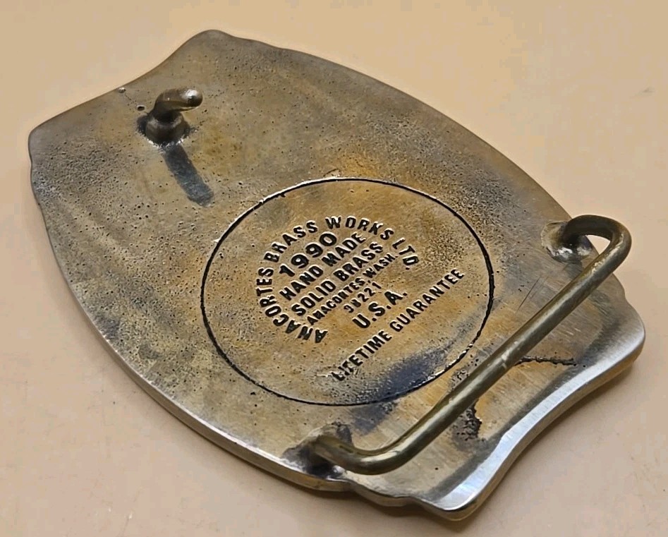 Vintage Rocky Mountain Brake Supply (RMB) Belt Buckle Casper & Elko Solid Brass