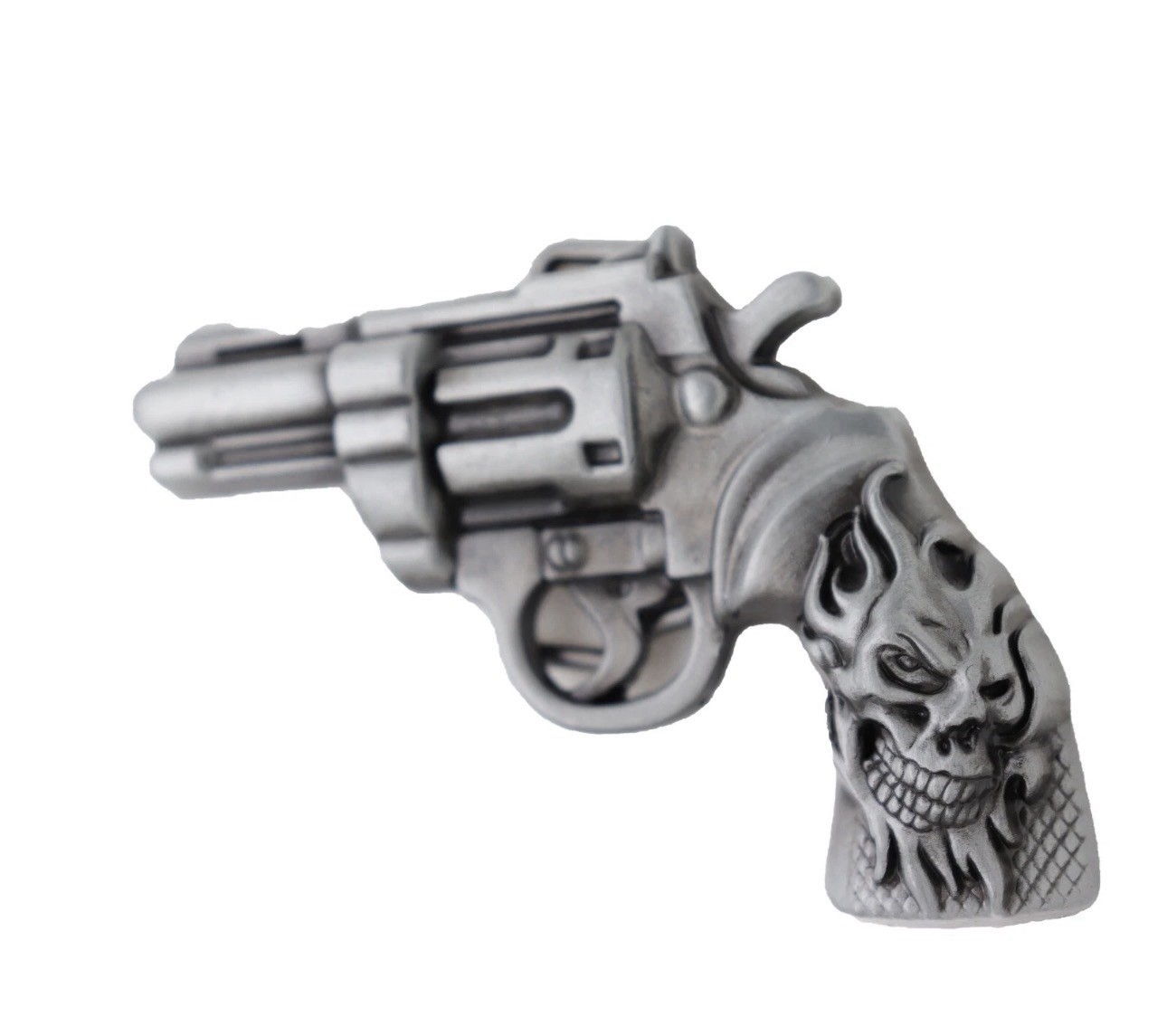 New Men Silver Metal Western Old School Fashion Belt Buckle Revolver Gun Skull