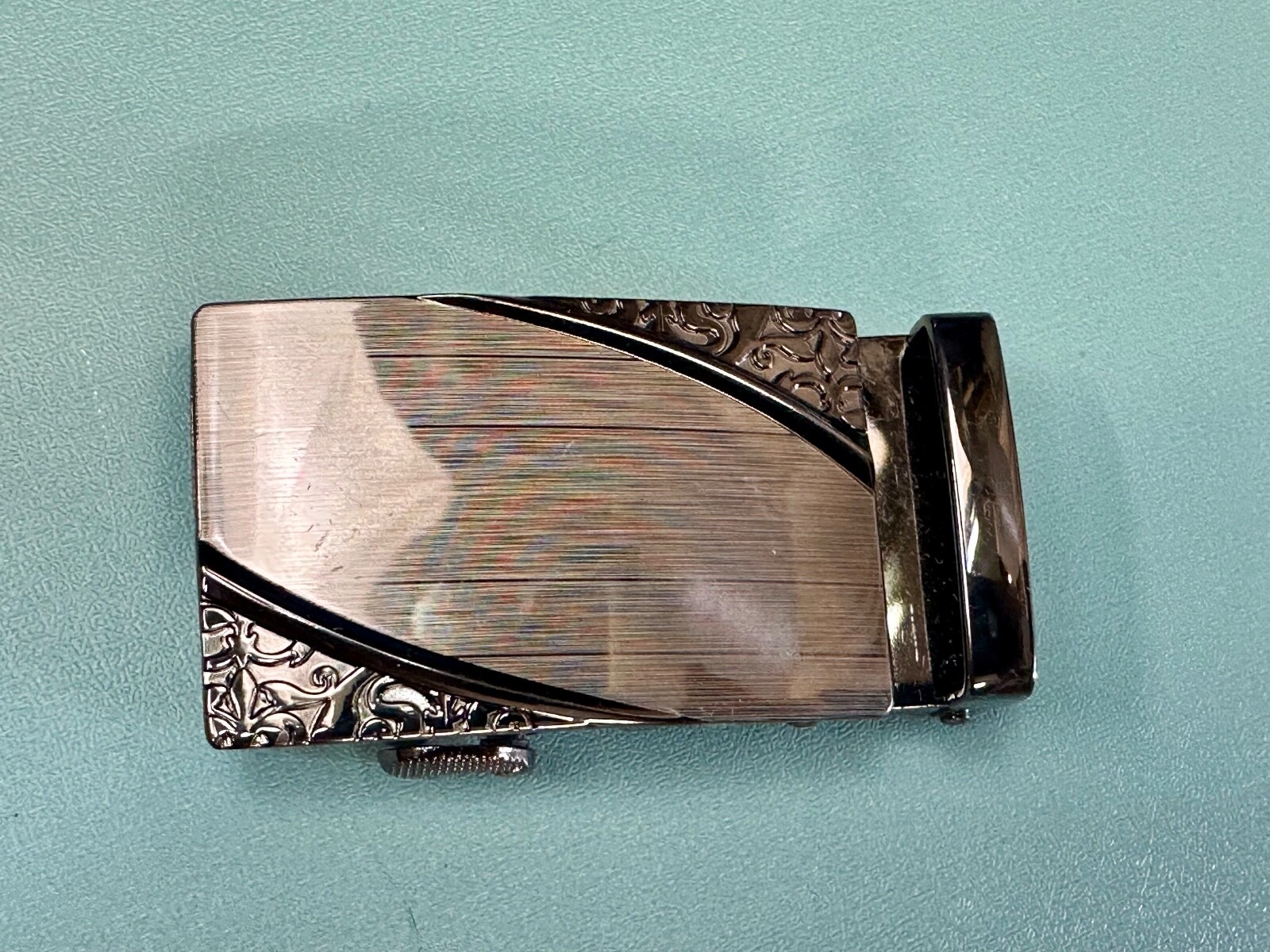 Ornate Flower Swirl Pattern Replacement Silver & Black Color Belt Buckle