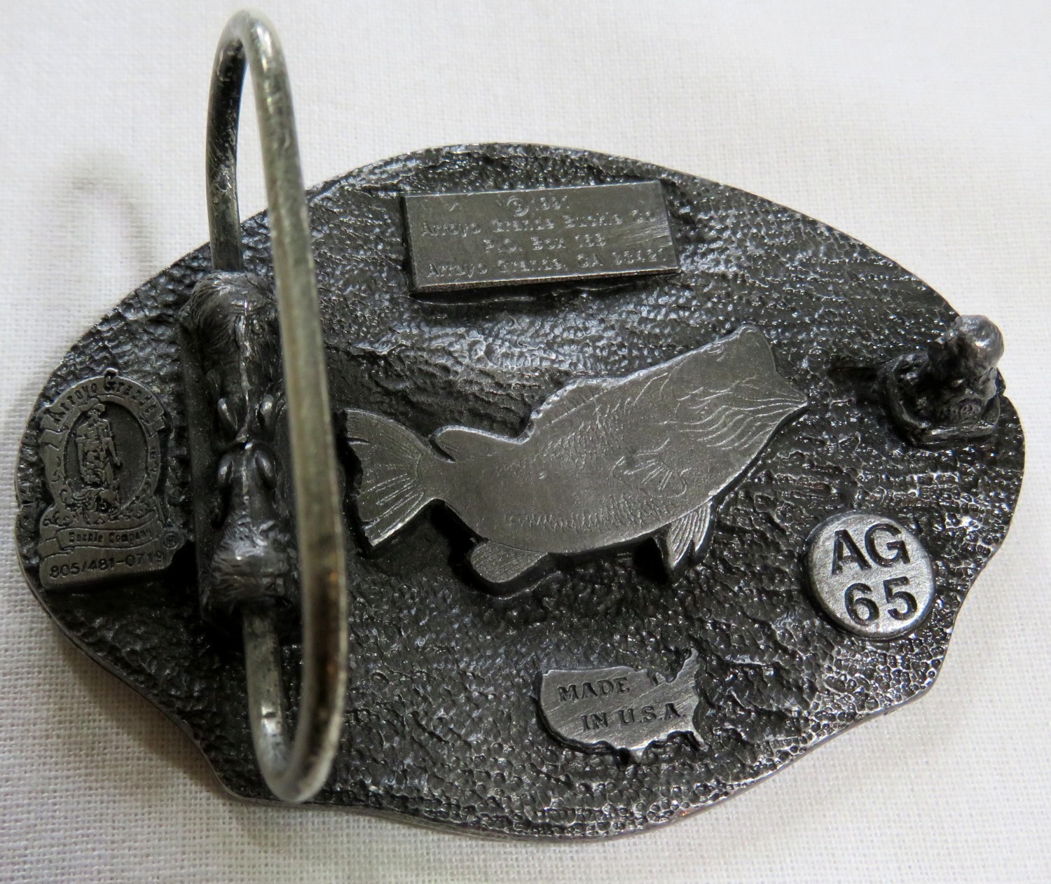 Fishing Vintage Belt Buckle 1991 Arroyo Grande Nature Wilderness USA Made
