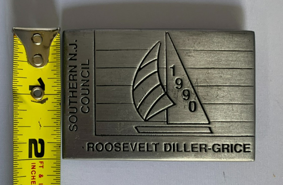 Vintage 1990 Southern New Jersey Council Roosevelt Diller-Grace Belt Buckle