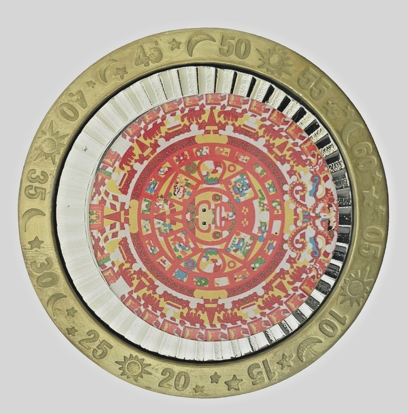 Vintage Spinner Belt Buckle Aztec Calendar New Men Women Mexican Fashion Rodeo
