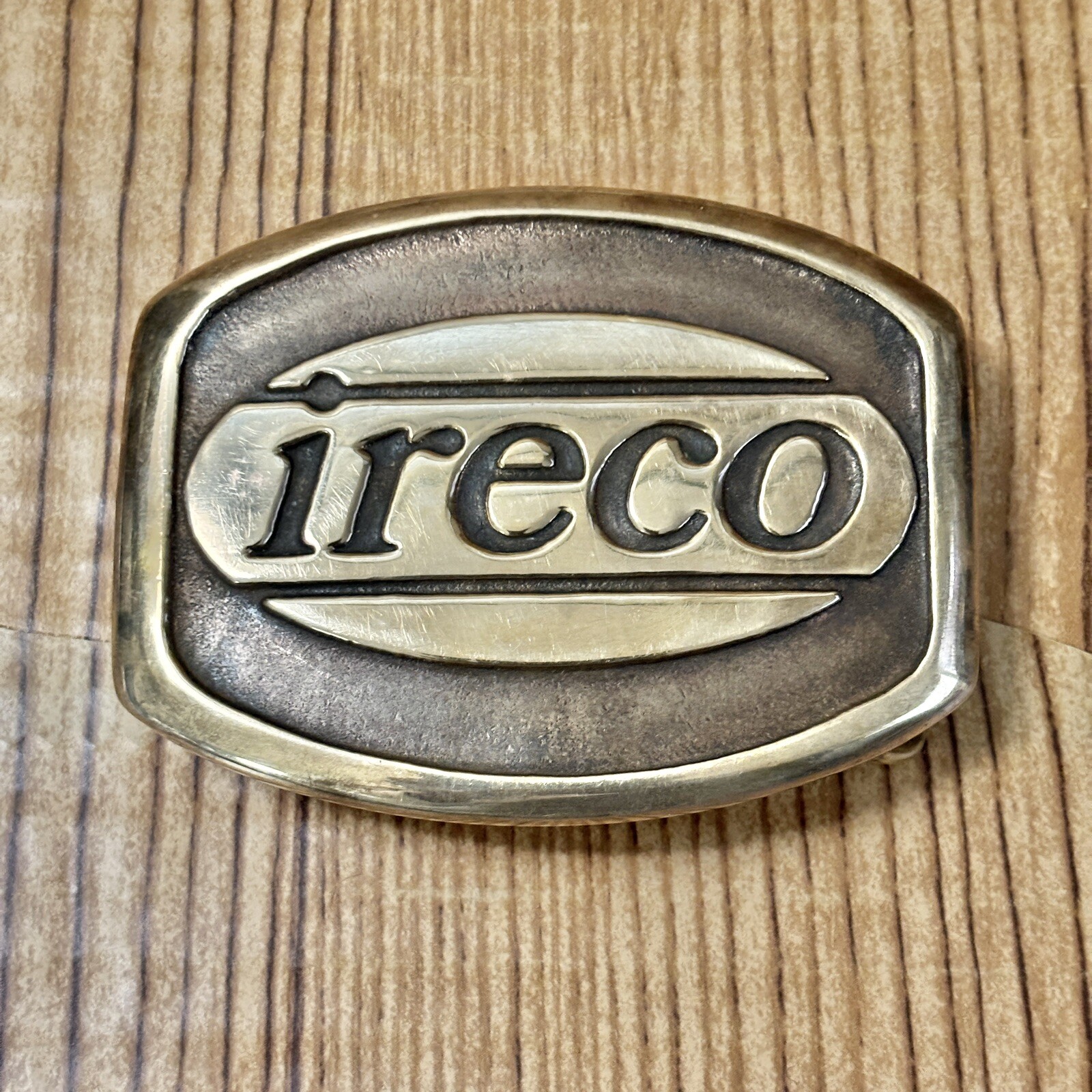 1980 Vintage IRECO Belt Buckle BRASS Anacortes Works ABW Illinois Railway USA