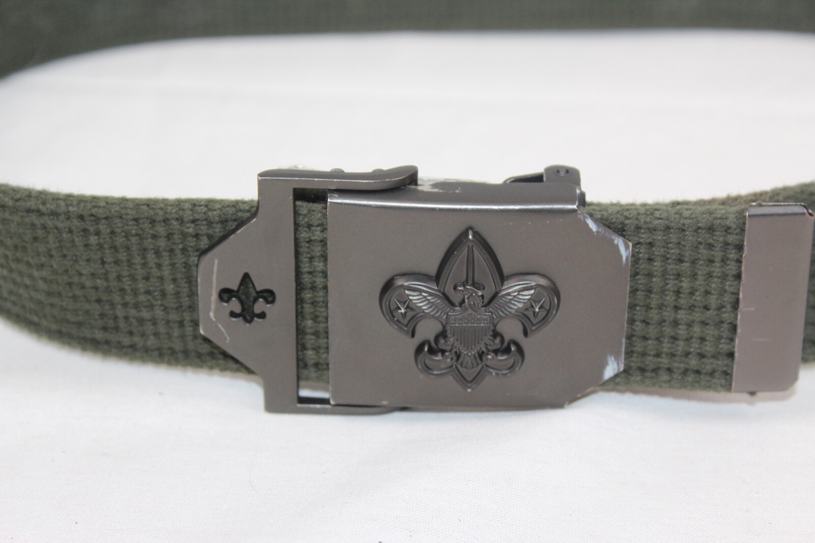 Thick Canvas Belt with Eagle/Fleur de Lis Buckle 34&Prime;
