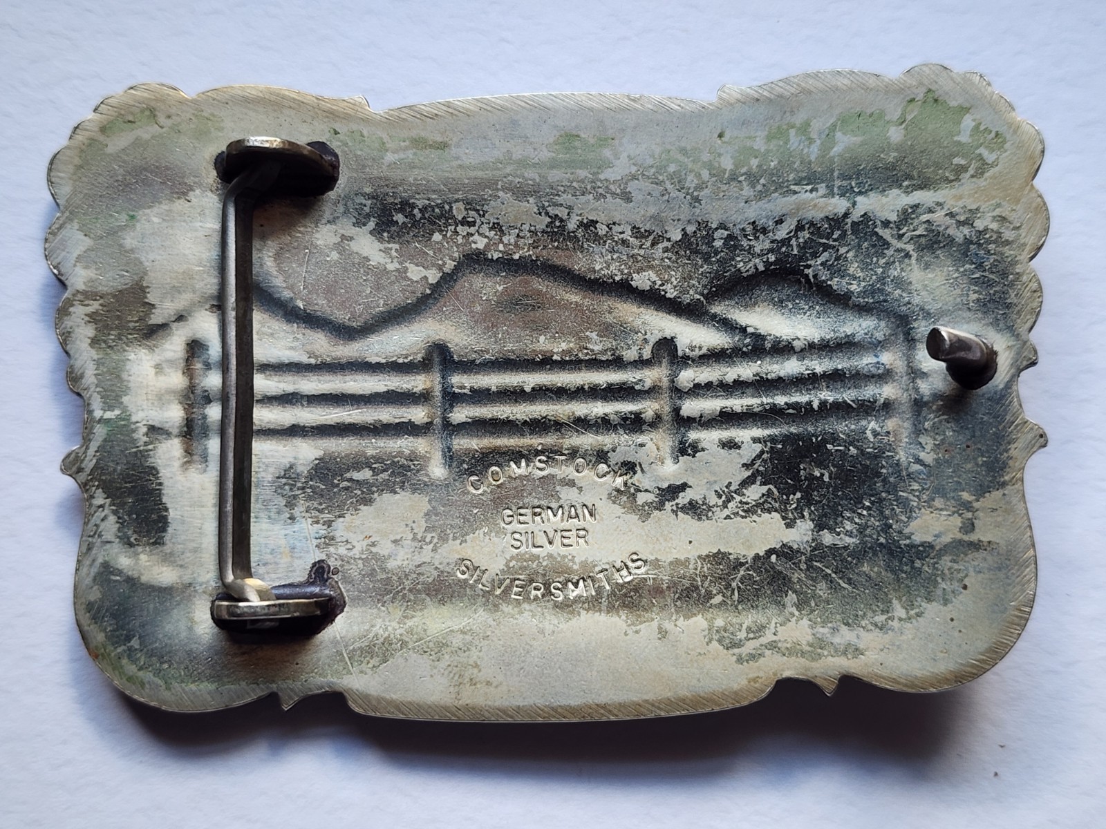 VTG Comstock German Silver Cowboy Rodeo Rider Western Mountain Ranch Belt Buckle
