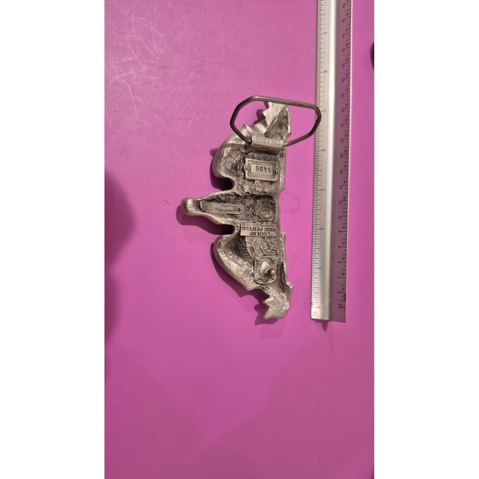 Siskiyou Don&rsquo;t Mess With Texas Longhorn Skull Pewter Belt Buckle Vintage 4498