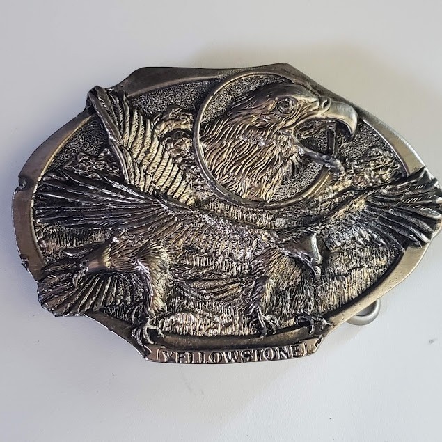 1987 Colorado Silver Star Yellowstone Eagle Belt Buckle Silver Tone USA Made