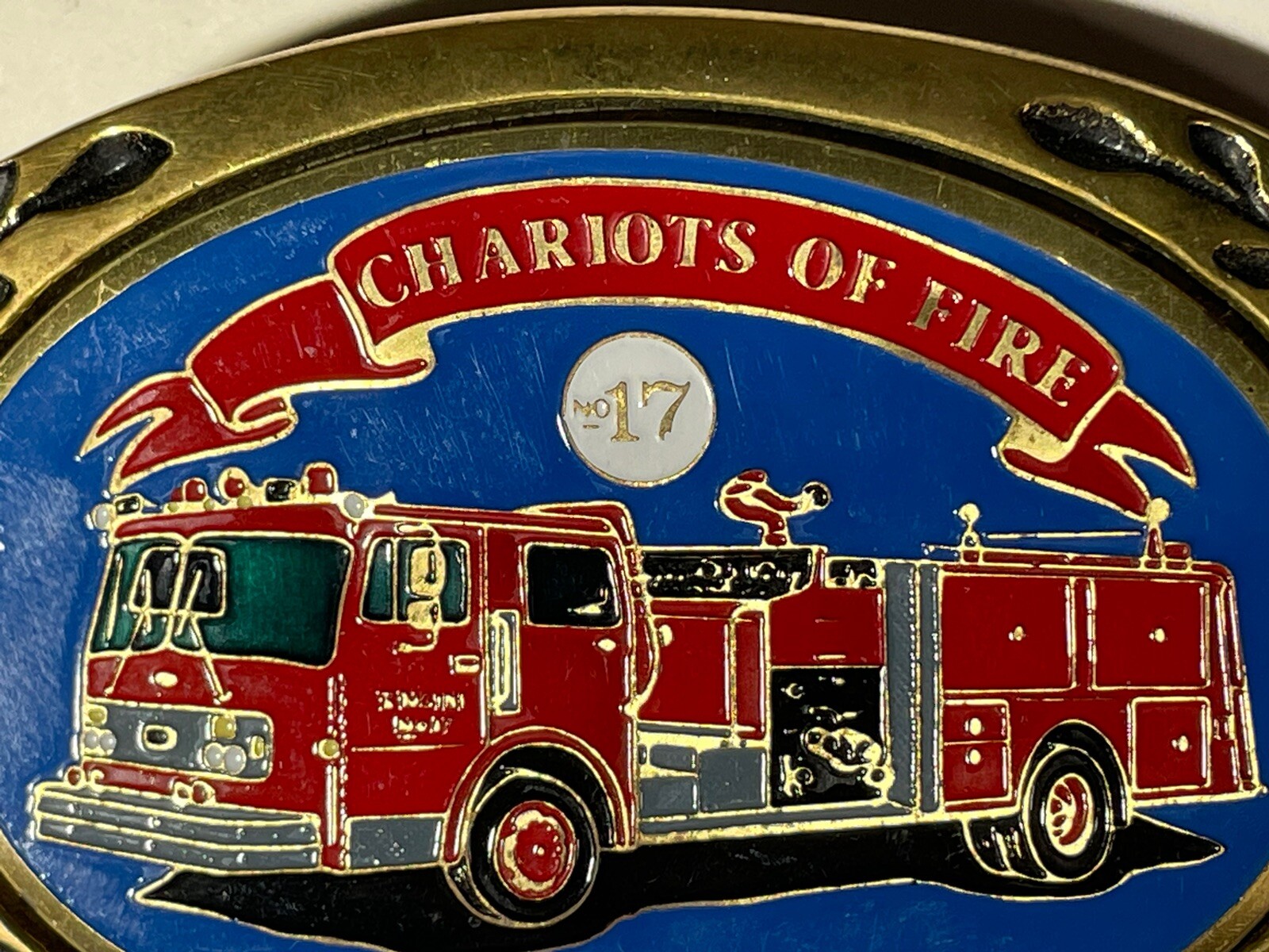 VTG Heritage Chariots of Fire 1983 General Safety Pumper No 17 Brass Belt Buckle