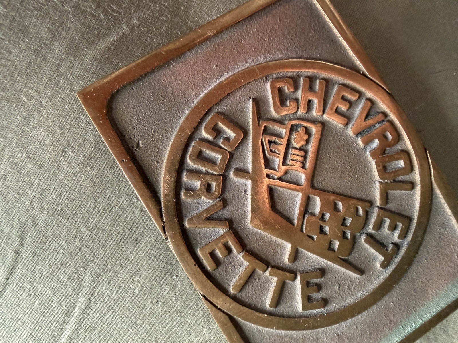 Corvette Bronze Metal Cars Rectangular Belt Buckle Men Vintage Antique Finish